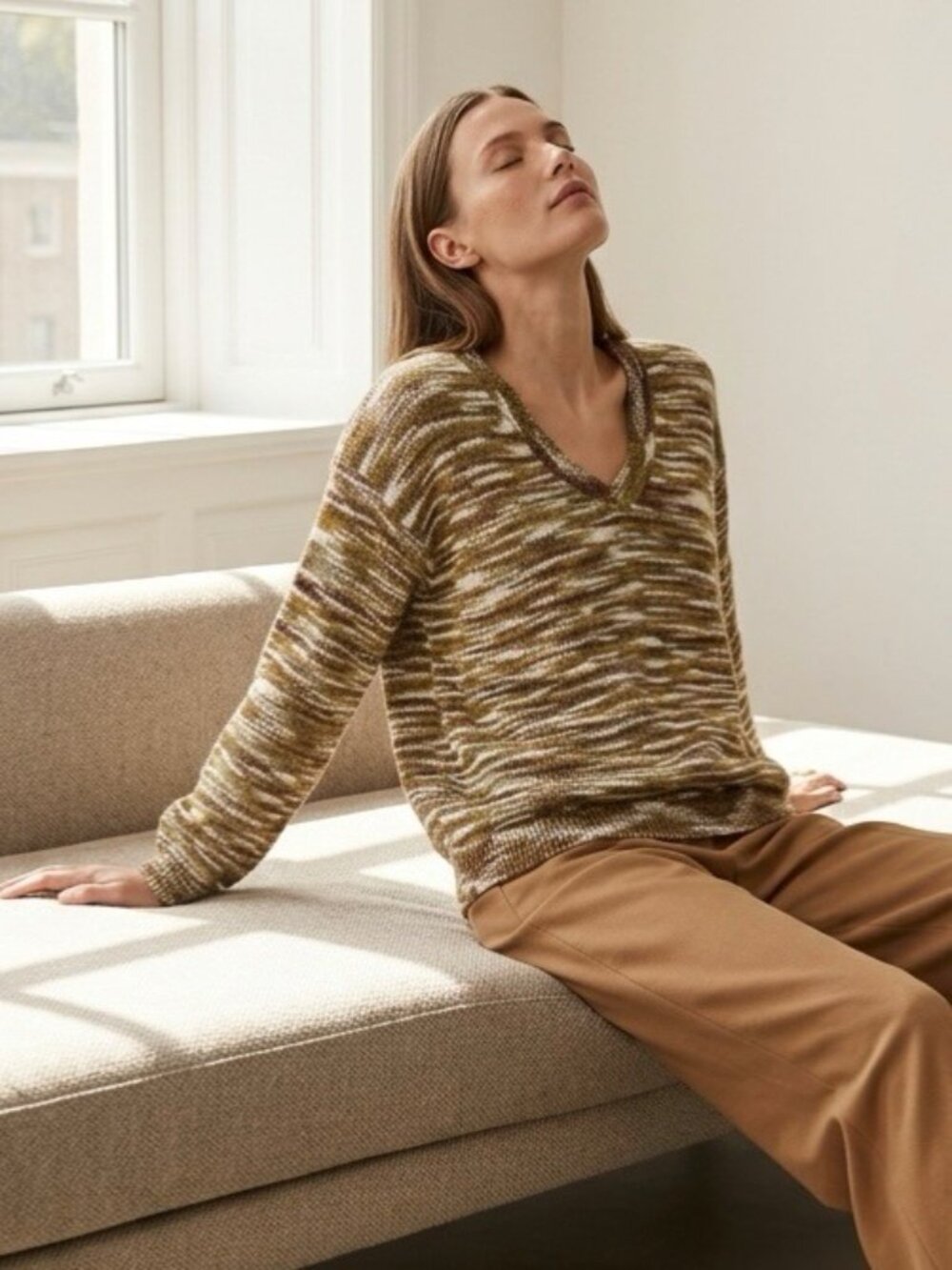 NWT Matta NY 100% Merino Wool V Neck Sweater M Cozy Minimalist Boho